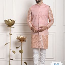 SOJANYA Floral Printed Regular Kurta & Churidar With Nehru Jacket-56