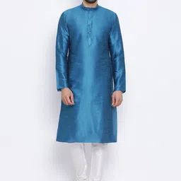 NAMASKAR Men Mandarin Collar Kurta with Churidar-picture-12