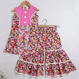 The Magic Wand Girls Floral Printed Pure Cotton Kurta With Sharara-image-13