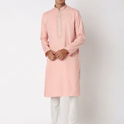 Ethnicity Men Pink Ethnic Motifs Regular Thread Work Kurta with Churidar-picture-38
