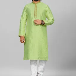 COCOI LIFESTYLE  Woven Design Pure Cotton Kurta With Pyjamas-image-0
