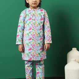 Readiprint Fashions Boys Floral Printed Regular Pure Cotton Kurta with Pyjamas-31