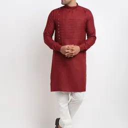 Kaifoo Men Maroon Kurta with Churidar-image-22