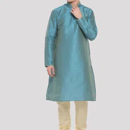 RG DESIGNERS Men Green Regular Kurta with Churidar-picture-8
