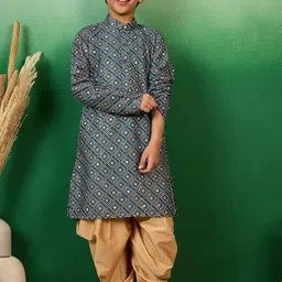 Sangria Boys Bandhani Printed Straight Kurta With Dhoti Pant-picture-25