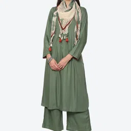 Biba Women Green Kurta with Palazzos & With Dupatta-picture-26