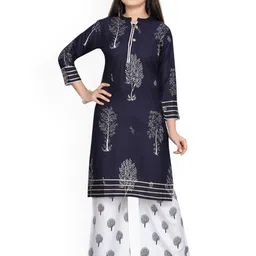 Sangria Girls Floral Printed Pure Cotton Straight Kurta & Palazzos-picture-21