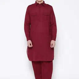 SG LEMAN Men Maroon Kurta with Salwar-picture-52
