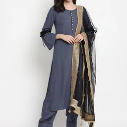 Tulsattva Women Regular Pure Cotton Kurta with Salwar & With Dupatta-picture-1