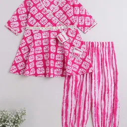 The Magic Wand Girls Dyed Gotta Patti Angrakha Pure Cotton Kurta with Pyjamas-image-82