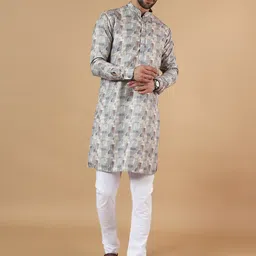 Wintage Geometric Printed Straight Kurta With Pyjamas-picture-14