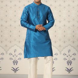 Ode by House of Pataudi Mandarin Collar Regular Kurta With Pyjamas-36