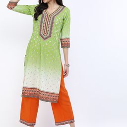 Vishudh Orange Ethnic Motifs Printed Kurta With Palazzos-picture-29