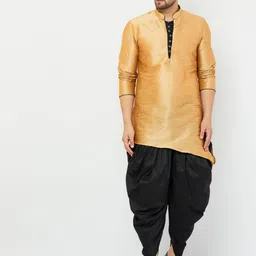 Armaan Ethnic Asymmetric Dupion Silk Kurta With Dhoti Pants-picture-1