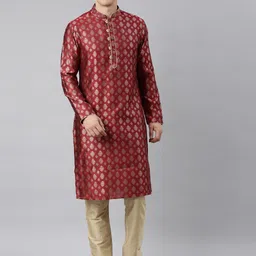 TheEthnic.Co Ethnic Motifs Woven Design Gotta Patti Regular Kurta With Pyjamas-picture-9
