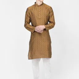 SG LEMAN Woven Design Mandarin Collar Kurta with Pyjamas-image-8