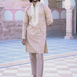 Be Desi Men Ethnic Motifs Embroidered Regular Sequinned Kurta with Pyjamas-51