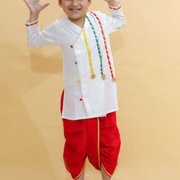 BAESD Boys Embroidered Regular Gotta Patti Pure Cotton Kurta & Dhoti Pants-25