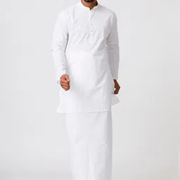 Ramraj Mandarin Collar Pure Cotton Kurta With Veshti-image-7