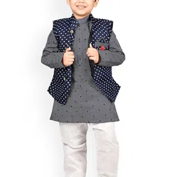 BAESD Boys Geometric Printed Regular Kurta with Pyjamas & Waistcoat-17