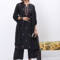 Vishudh Ethnic Motifs Embroidered Kurta With Palazzos & Dupatta-17