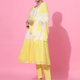 JAIPUR PRIME Embroidered Thread Work Pure Cotton Kurta With Trousers & Dupatta-39