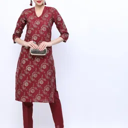 Vishudh Women Floral Printed Kurta with Trousers-picture-2