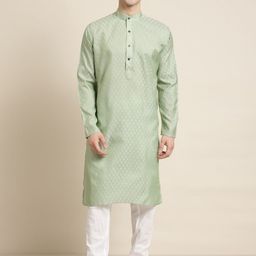 SOJANYA Ethnic Motif Woven Design Mandarin Collar Kurta With Churidar-image-54