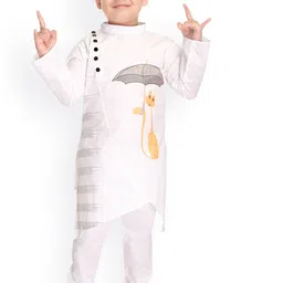 BAESD Boys Quirky Printed Pure Cotton Kurta With Churidar-57