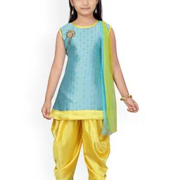 BAESD Girls Ethnic Motifs Printed Pure Cotton Kurti with Patiala & Dupatta-picture-31