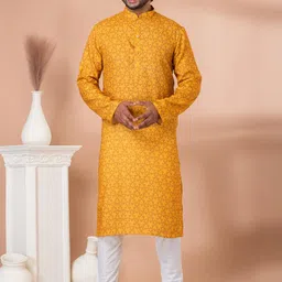 ROOTED LIBAAS Ethnic Motifs Printed Cotton Straight Kurta with Pyjamas-picture-57