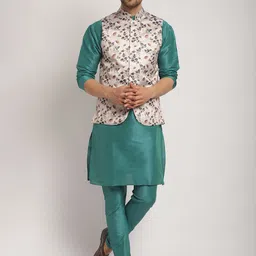 Kaifoo Regular Kurta with Churidar & Nehru Jacket-picture-2