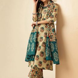 Anouk Ethnic Motifs Printed Regular Pure Cotton Kurta With Trousers & Dupatta-image-36