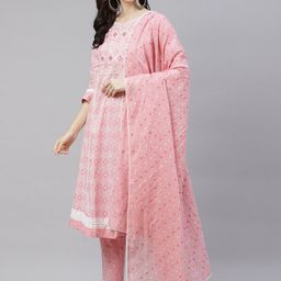 Divena Women Ethnic Motifs Printed Sequinned Pure Cotton Kurta With Trousers & Dupatta-picture-14