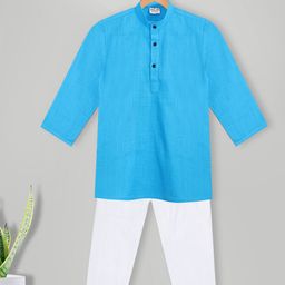 MIMISKU Boys Blue Regular Pure Cotton Kurta with Pyjamas-40
