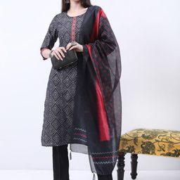 KETCH Ethnic Motifs Printed Regular Kurta with Trousers & With Dupatta-2