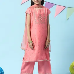 Biba Girls Beads and Stones Kurta With Palazzos & With Dupatta-picture-39