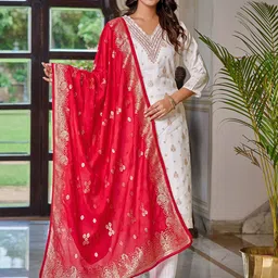 KALINI Floral Embroidered Regular Thread Work Kurta with Trousers & With Dupatta-36