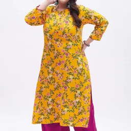 Tissu Women Round Neck Floral Printed Kurta with Palazzos-picture-49