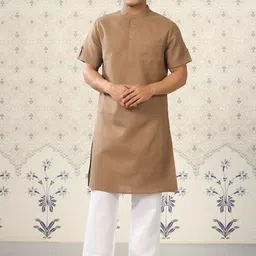 Ode by House of Pataudi Men Mandarin Collar Kurta With Pyjamas-image-60