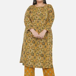 Fabnest Curve Women Multicoloured Floral Printed Pure Cotton Kurti with Palazzos-image-37