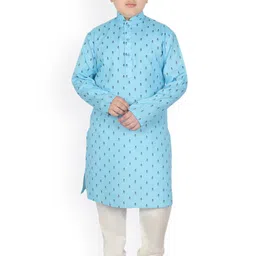 SG YUVRAJ Boys Ethnic Motifs Printed Pure Cotton Kurta with Pyjamas-10