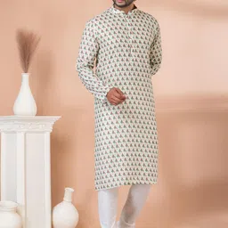 ROOTED LIBAAS Floral Printed Mandarin Collar Straight Kurta With Pyjamas-image-2