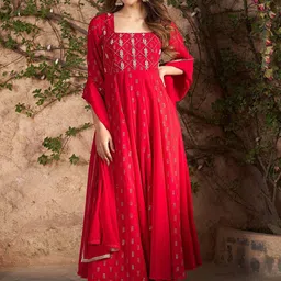 Lavanya The Label Embroidered Georgette Anarkali Kurta with Churidar & With Dupatta-16