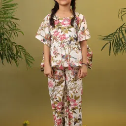 SANSKRUTIHOMES Girls Floral Printed Regular Pure Cotton Kurti with Trousers-picture-21
