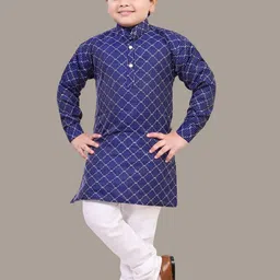 BT DEZINES Boys Embroidered Regular Sequinned Raw Silk Kurta with Pyjamas-44