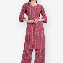 TEEMOODS Striped Printed Angrakha Kurti with Palazzo-picture-15