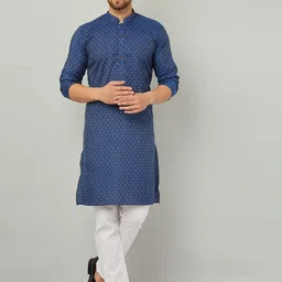 Armaan Ethnic Ethnic Motifs Printed Pure Cotton Kurta With Pyjamas-image-9