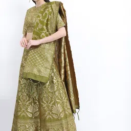 KETCH Women Ethnic Motifs Semi-Stitched Blouse & Lehenga With Dupatta-image-95