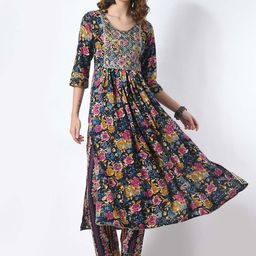 JAHIDA COMFORT WITH STYLE Floral Printed Thread Work Kurta with Trousers-picture-24